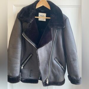 Zara Sherling Biker Jacket
